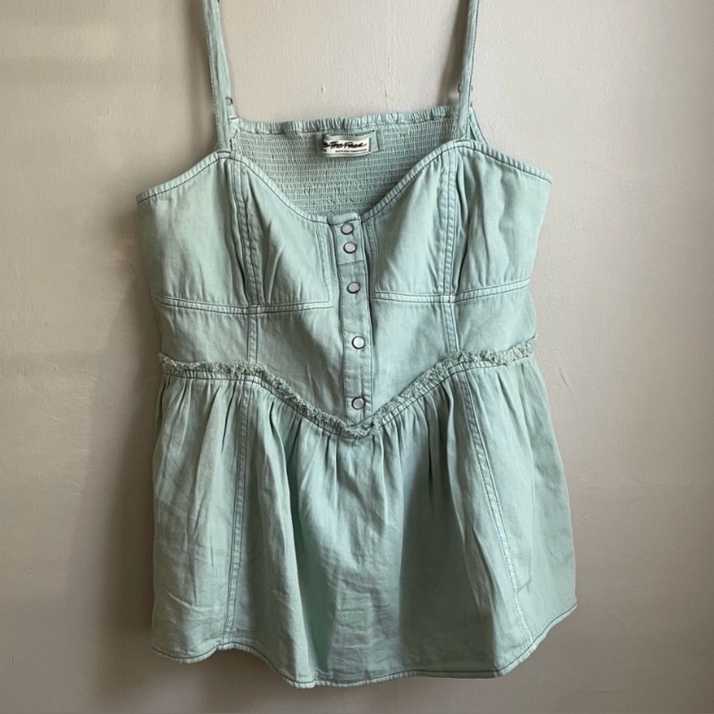 Free People Green Sleeveless Bustier Peplum Camisole
